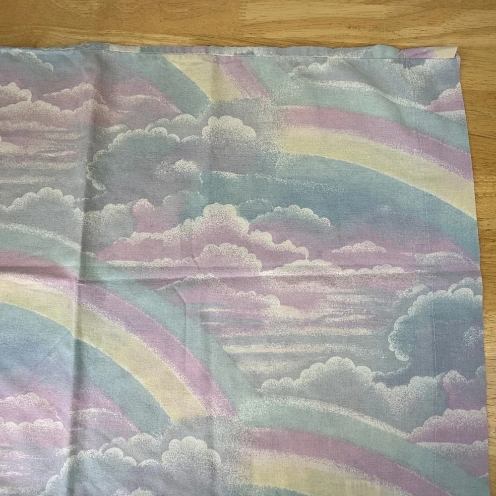 Vintage Pastel Rainbow Cloud Pillowcase Standard Size Purple Blue Yellow Turkey